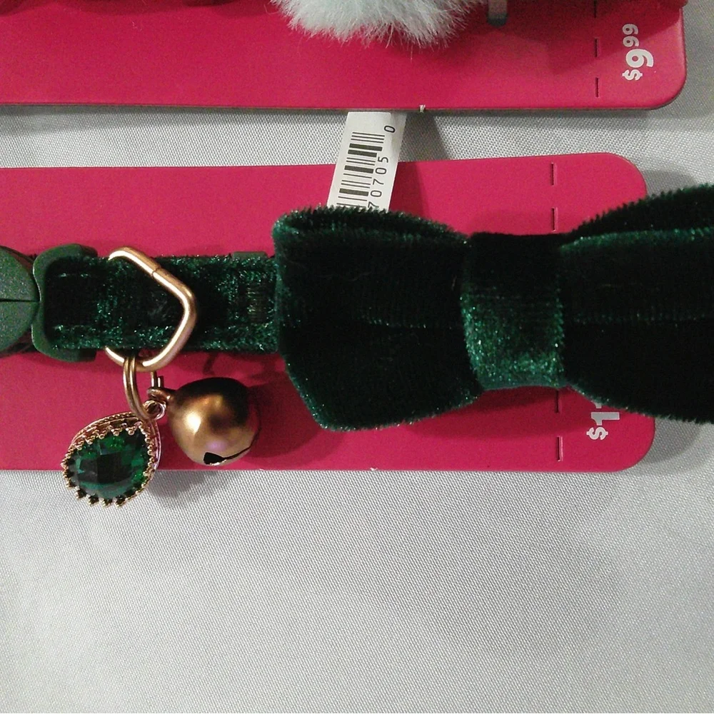 2 Festive Holiday Cat Collars: